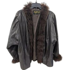 Fur Trimmed Roxciticus Chocolate Brown Leather Jacket Size L
